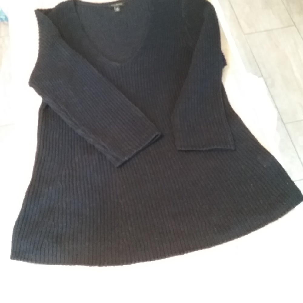 Talbots Navy Blue Ribbed Cotton Sweater ntnw
